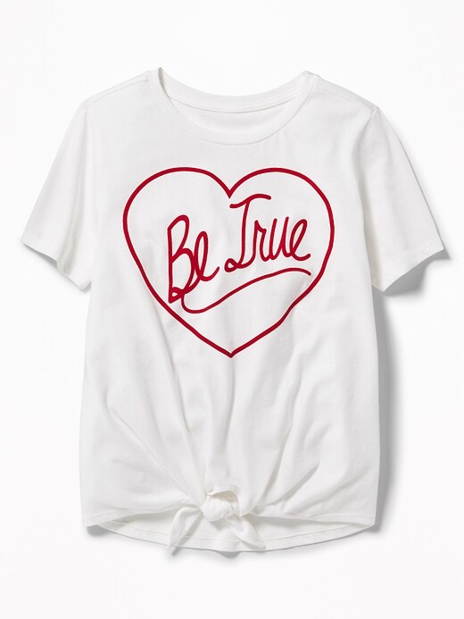 View large product image 1 of 2. Graphic Tie-Front Tee for Girls