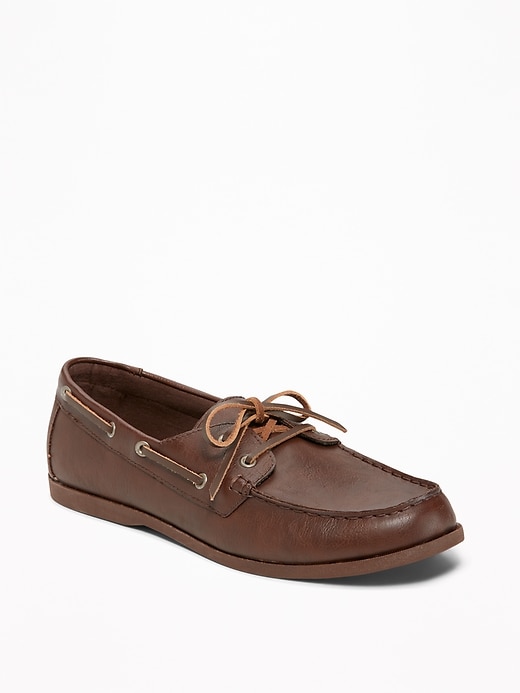 View large product image 1 of 1. Faux-Leather Boat Shoes