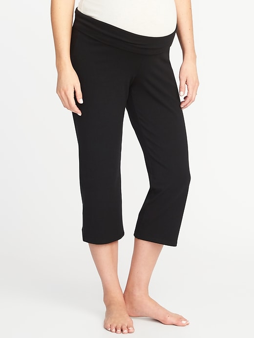 View large product image 1 of 1. Maternity Roll-Over Wide-Leg Yoga Crops