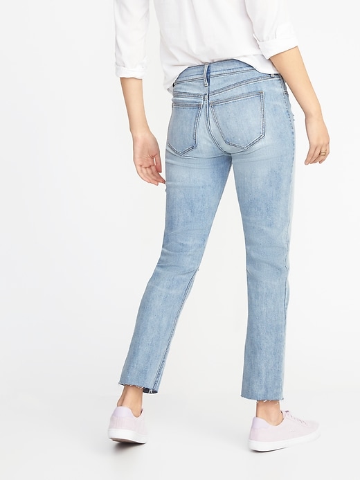 Image number 2 showing, Mid-Rise Distressed Straight Ankle Jeans for Women