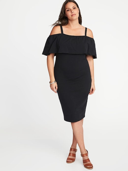 View large product image 1 of 1. Off-the-Shoulder Plus-Size Bodycon Dress