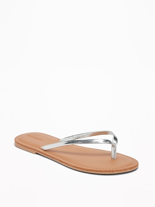 View large product image 1 of 3. Metallic Faux-Leather Capri Sandals for Girls