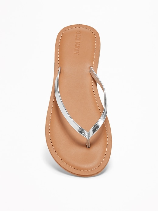 View large product image 2 of 3. Metallic Faux-Leather Capri Sandals for Girls