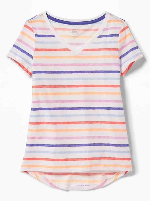 View large product image 1 of 1. Relaxed Printed V-Neck Tee for Girls