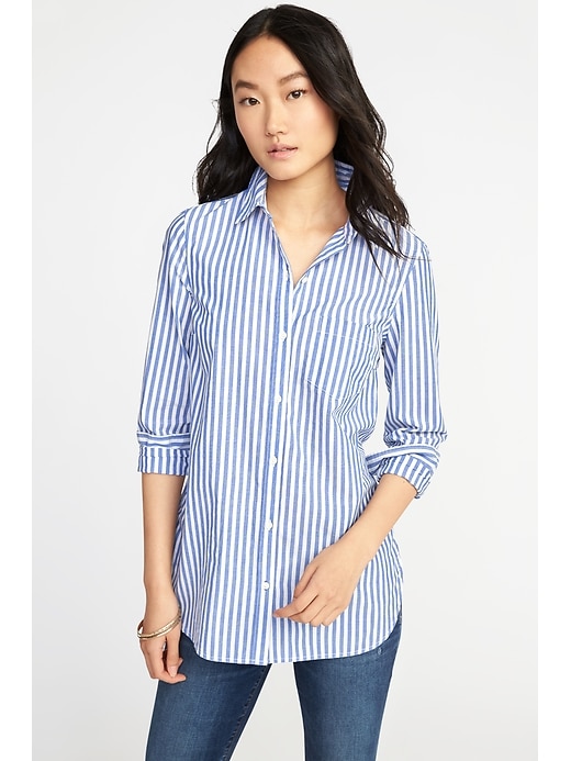 Image number 1 showing, Classic Relaxed Striped Tunic for Women