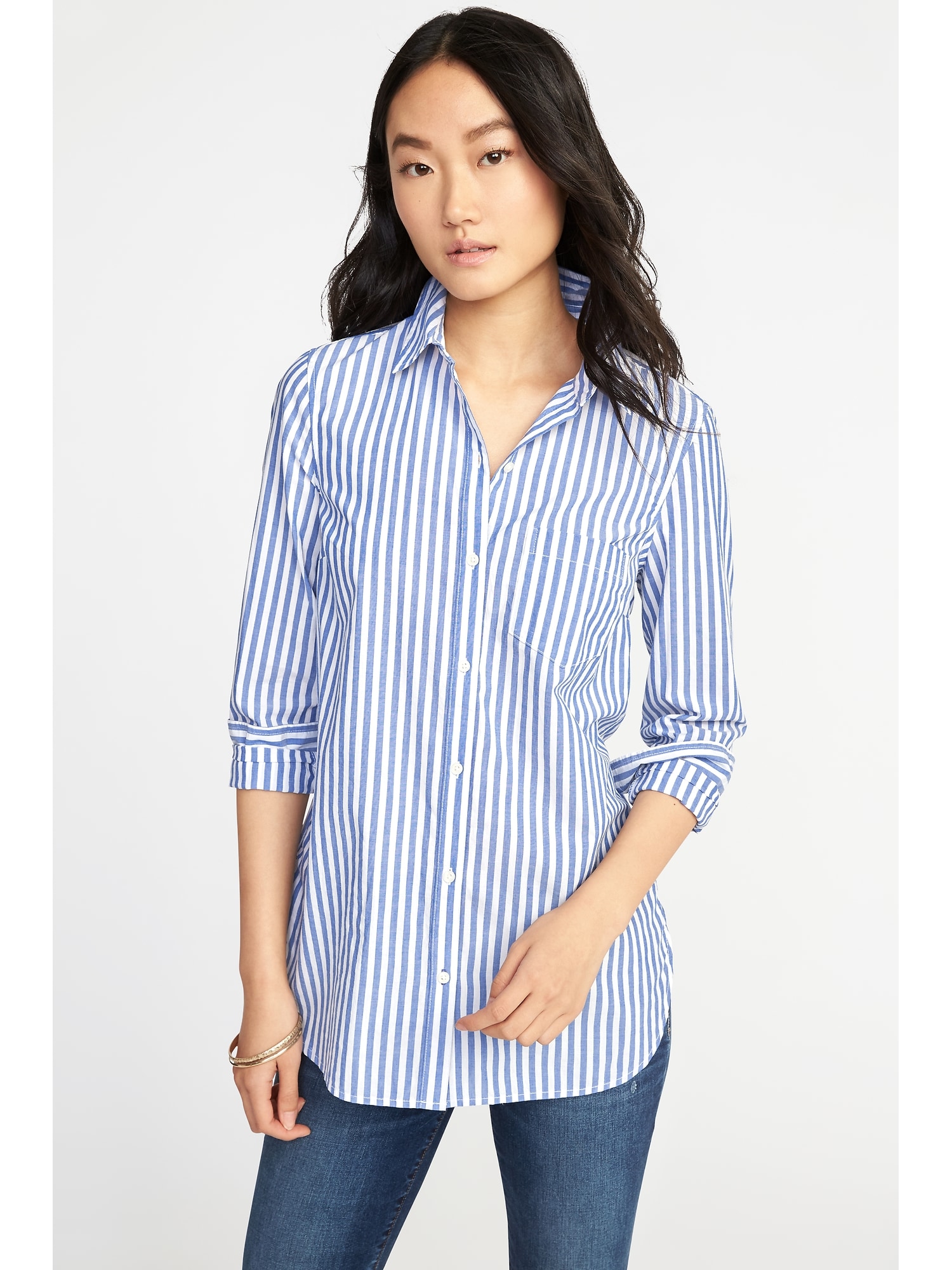 Classic Relaxed Striped Tunic for Women