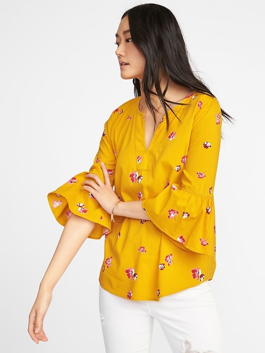 View large product image 1 of 1. Relaxed Bell-Sleeve Blouse for Women