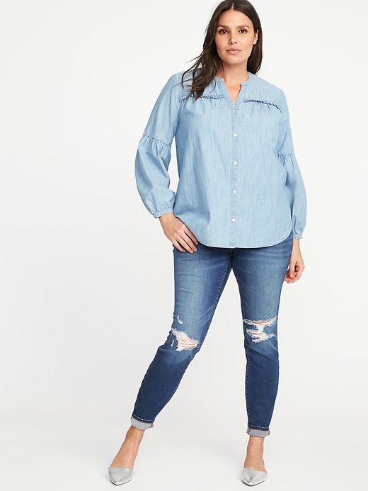 Image number 3 showing, Plus-Size Chambray Shirt