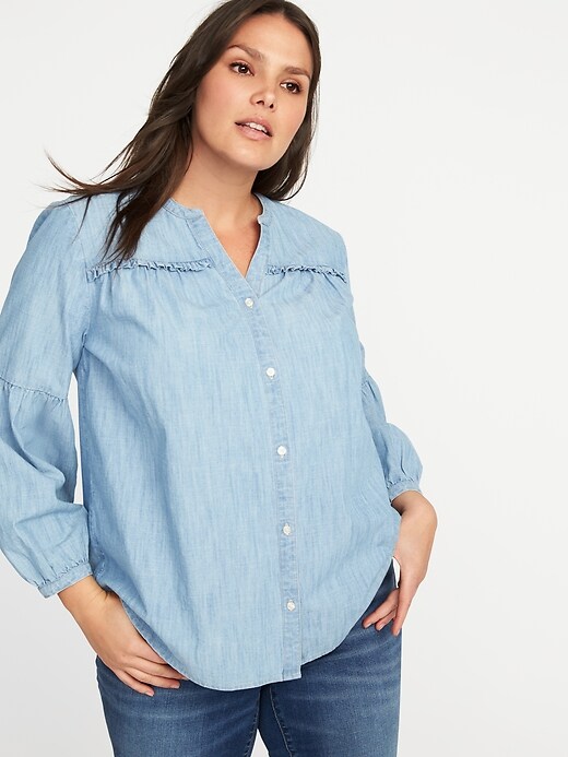 Image number 4 showing, Plus-Size Chambray Shirt