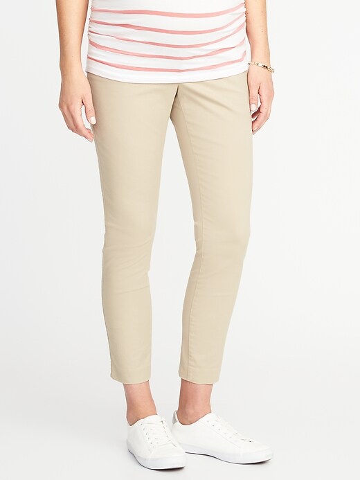 View large product image 1 of 3. Maternity Full-Panel Pixie Ankle Chinos