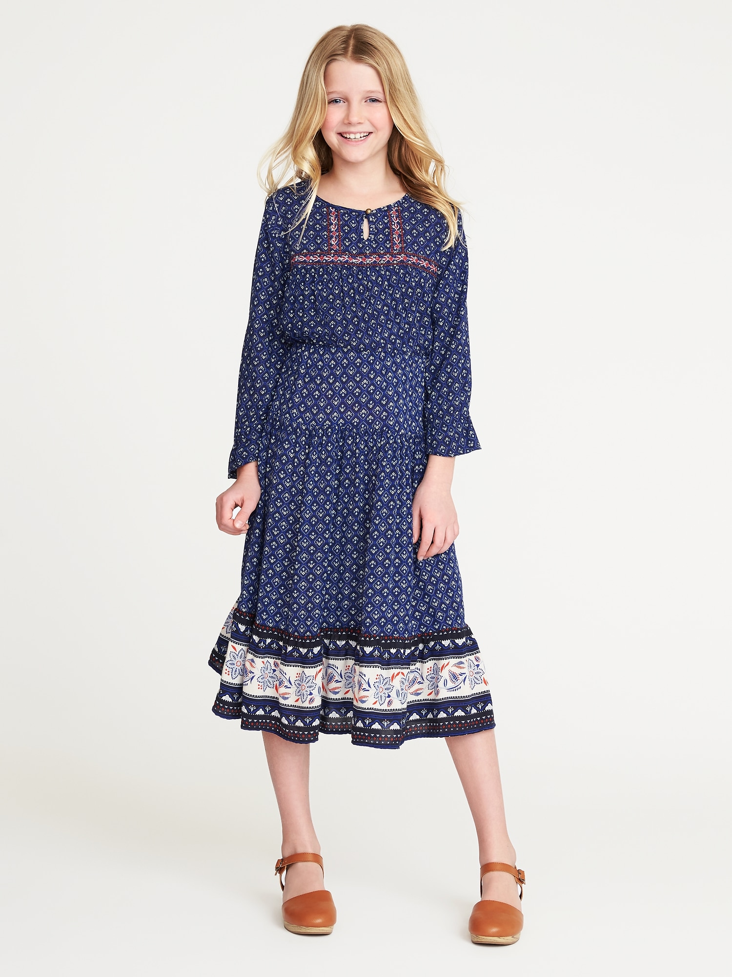 Tiered Border-Print Dress for Girls | Old Navy