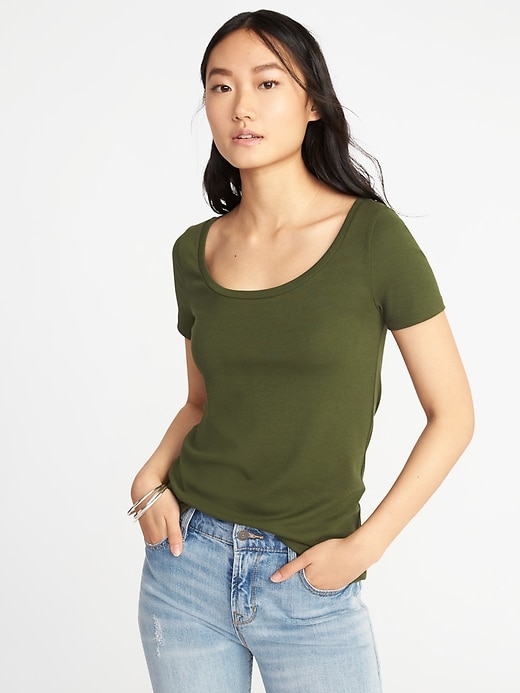 View large product image 1 of 1. Slim-Fit Scoop-Neck Tee for Women