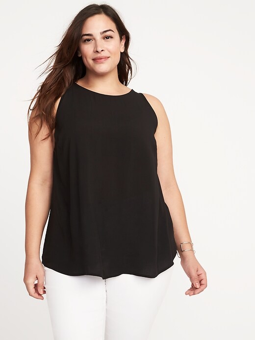 View large product image 1 of 1. Plus-Size High-Neck Trapeze Tank