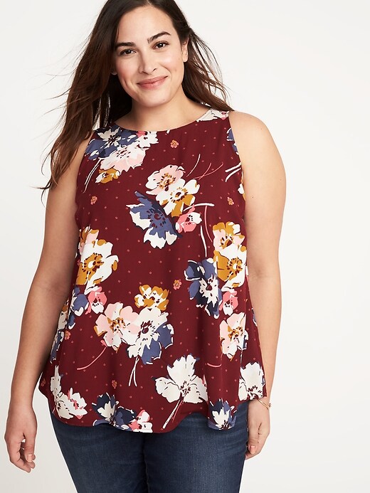 Image number 1 showing, Plus-Size High-Neck Trapeze Tank