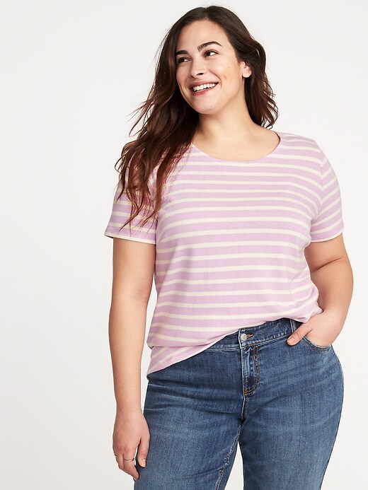 View large product image 1 of 1. Plus-Size Mariner-Stripe Thick-Knit Tee