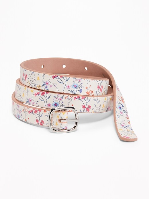 View large product image 1 of 1. Skinny Reversible Floral-Print Belt for Women