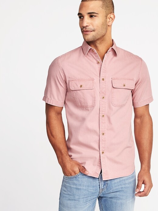 View large product image 1 of 1. Slim-Fit Garment-Dyed Utility Shirt
