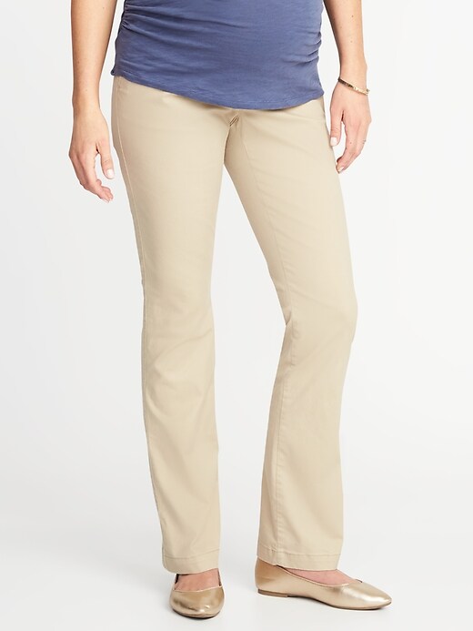 View large product image 1 of 1. Maternity Full-Panel Everyday Boot-Cut Khakis