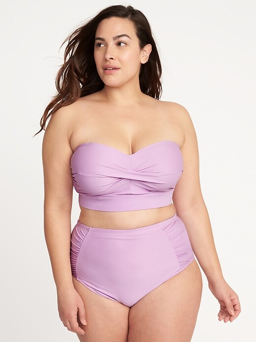 View large product image 1 of 1. Plus-Size Twist-Front Long-Line Swim Top