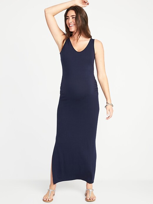 Image number 4 showing, Maternity Sleeveless V-Neck Maxi Dress