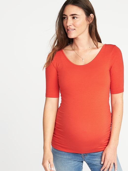 View large product image 1 of 1. Maternity Fitted Ballet-Neck Tee