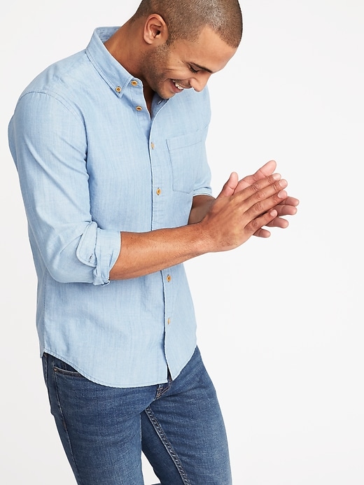 Image number 4 showing, Slim-Fit Chambray Shirt