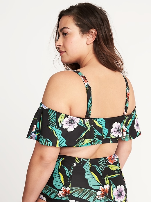 Image number 2 showing, Plus-Size Ruffled Off-the-Shoulder Bandeau Swim Top