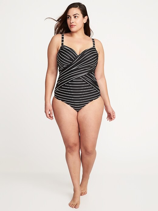 Image number 3 showing, Secret-Slim Plus-Size Wrap-Front Underwire Swimsuit