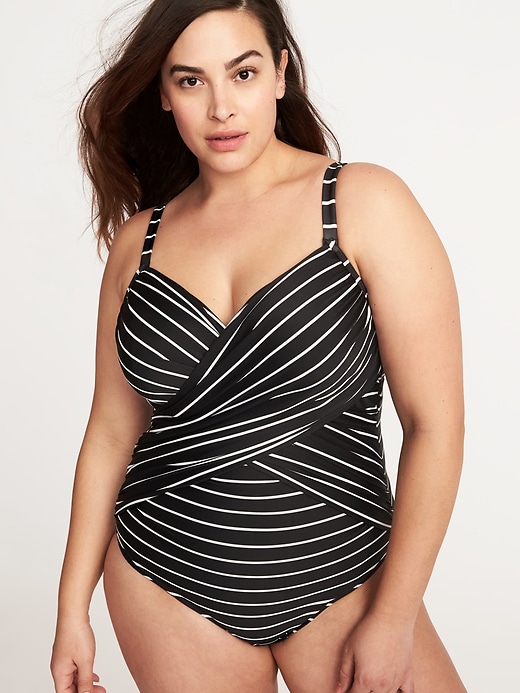 Image number 4 showing, Secret-Slim Plus-Size Wrap-Front Underwire Swimsuit