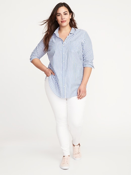 Image number 3 showing, Classic Plus-Size No-Peek Striped Tunic