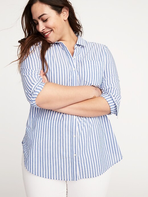 Image number 4 showing, Classic Plus-Size No-Peek Striped Tunic