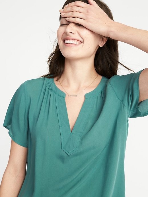Image number 4 showing, Lightweight Mandarin-Collar Top for Women