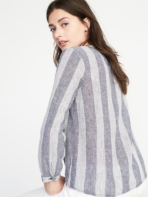 Image number 2 showing, Relaxed Linen-Blend Striped Top for Women