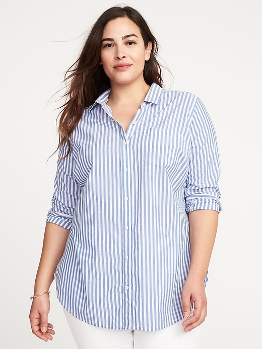 Image number 5 showing, Classic Plus-Size No-Peek Striped Tunic