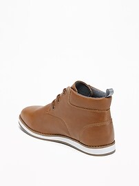 View large product image 3 of 3. Faux-Leather Lace-Up Chukkas for Boys