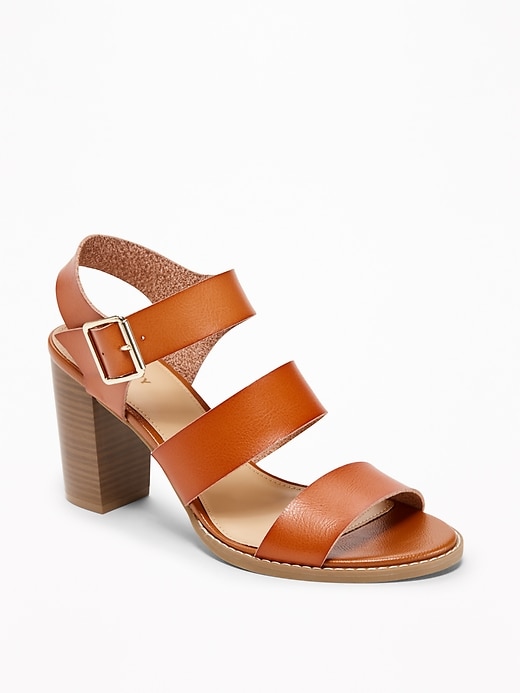 View large product image 1 of 1. Three-Strap Block-Heel Sandals for Women