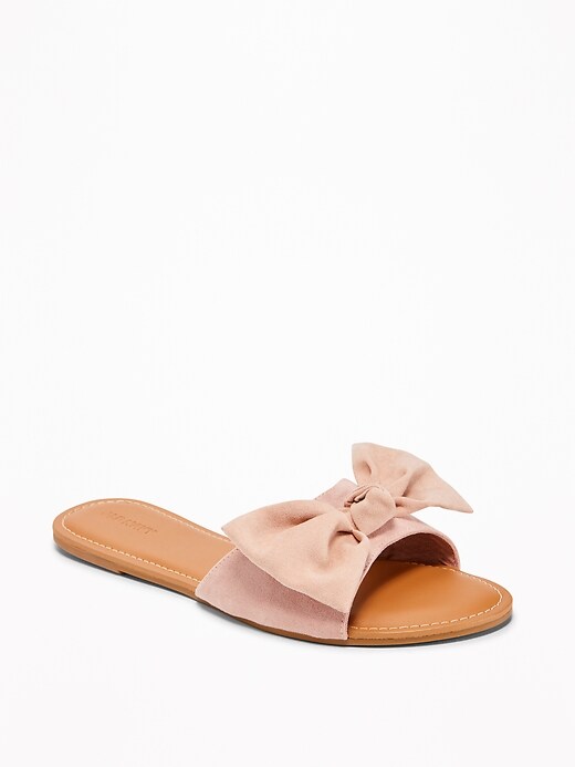 Sueded Bow-Tie Slide Sandals for Women | Old Navy