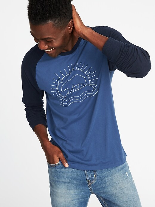 Image number 4 showing, Embroidered-Graphic Raglan-Sleeve Tee
