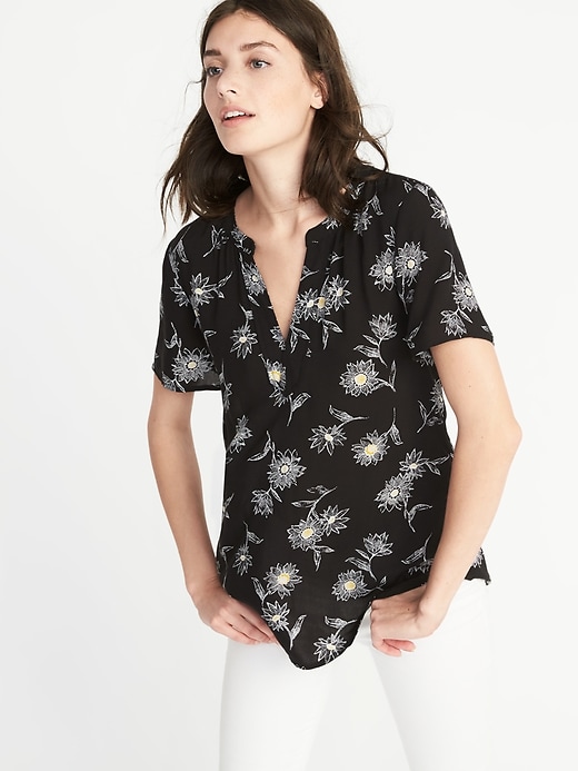 View large product image 1 of 1. Lightweight Floral-Printed Top for Women