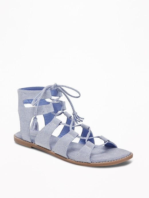 Image number 1 showing, Chambray Gladiator Sandals for Women