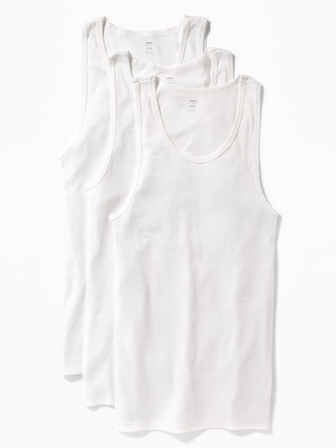 Go-Dry Rib-Knit Tank Tops 3-Pack - Bright White