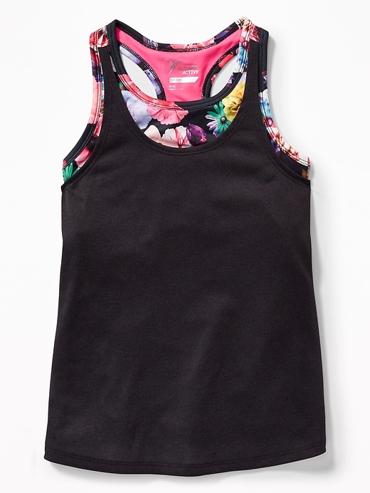 View large product image 1 of 1. 2-in-1 Twist-Back Performance Tank for Girls