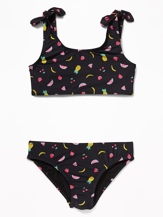 View large product image 1 of 2. Printed Tie-Shoulder Bikini for Girls
