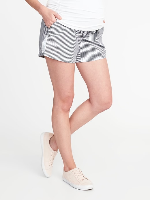 View large product image 1 of 3. Maternity Full-Panel Patterned Twill Shorts (5")