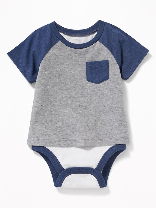 View large product image 1 of 1. Color-Blocked 2-in-1 Tee Bodysuit for Baby