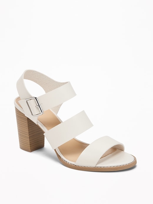 Image number 1 showing, Three-Strap Block-Heel Sandals for Women