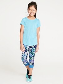View large product image 3 of 3. Floral-Print Stripe-Cuff Crop Leggings for Girls