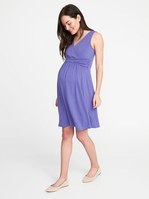 Image number 1 showing, Maternity Sleeveless Cross-Front Dress