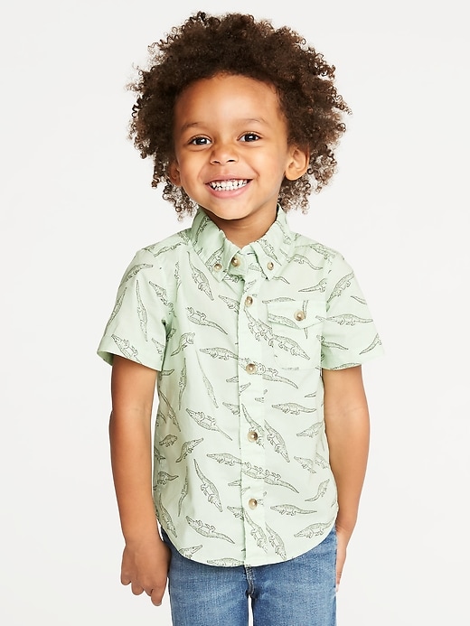 View large product image 1 of 4. Built-In Flex Reptile-Print Shirt for Toddler Boys