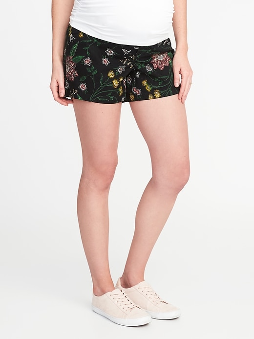 View large product image 1 of 3. Maternity Side-Panel Printed Shorts (5")